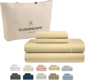 100% Egyptian Cotton Sheets Queen Size Bed Set, 4 Pieces Luxury Bedding Sheet, 1000 Thread Count,Hotel Quality, Silky Soft, Breathable and Durable, Deep Pockets up to 17,Beige