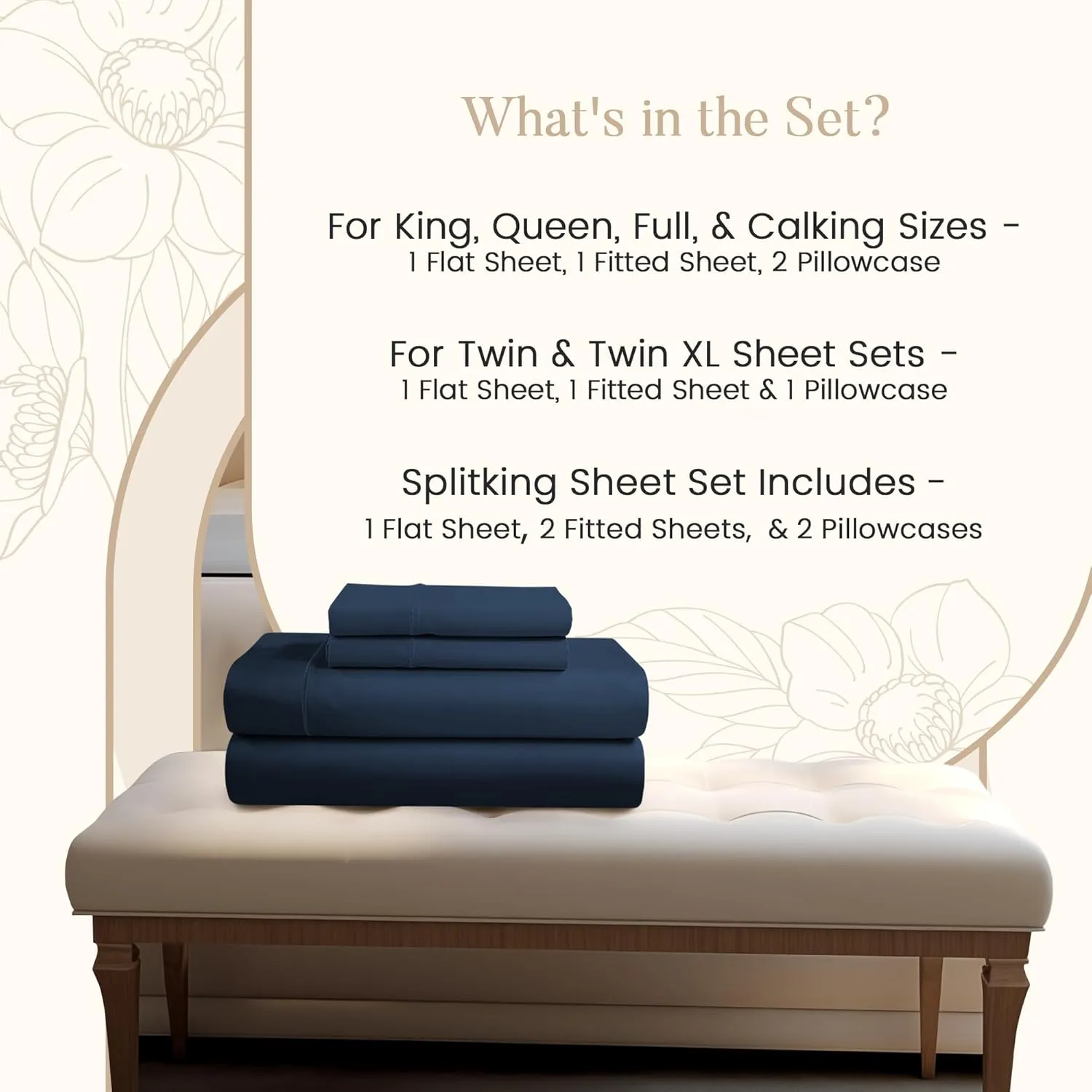 100% Egyptian Cotton Sheets Queen Size Set, 800 TC Deep Pocket Queen Sheets Set, Soft Breathable Sateen Weave 4 PC Elasticated Sheet & Pillowcase Sets, No Pill & Shrink, Fade Resistant- Dark Denim
