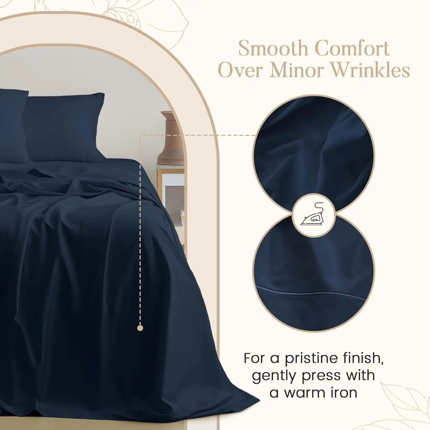 100% Egyptian Cotton Sheets Queen Size Set, 800 TC Deep Pocket Queen Sheets Set, Soft Breathable Sateen Weave 4 PC Elasticated Sheet & Pillowcase Sets, No Pill & Shrink, Fade Resistant- Dark Denim