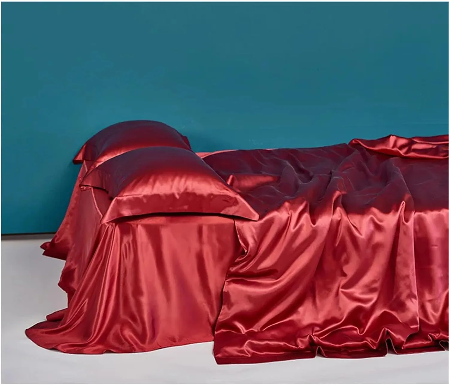 100 Percent Mulberry Silk Bedding Set - Duvet Cover, Flat Sheet, 2 Pillowcases - Double-Sided