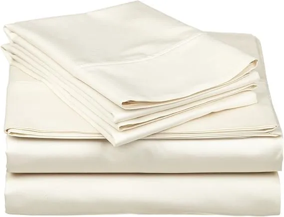 100% Pima Cotton 1000 TC 4-Piece Top Split Head King Sheets for Adjustable Beds, Designed for Sleep Number Beds- 36'' Split from The Top, 15" Deep Pocket Fit - Ivory/Cream