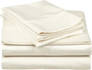 100% Pima Cotton 1000 TC 4-Piece Top Split Head King Sheets for Adjustable Beds, Designed for Sleep Number Beds- 36'' Split from The Top, 15" Deep Pocket Fit - Ivory/Cream