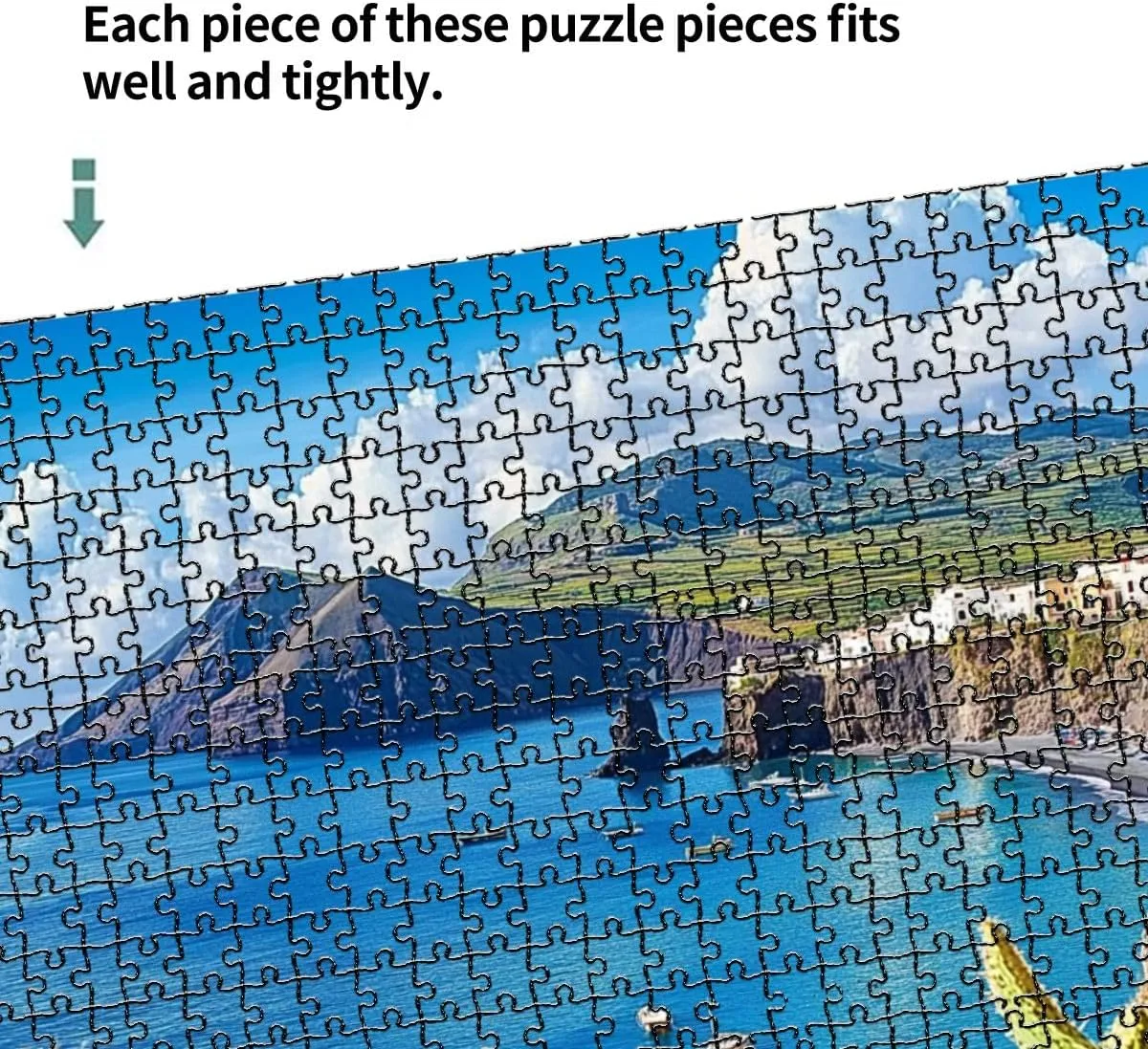 1000 Piece Coastal Landscape Puzzle Aeolian Islands 20" x 30" Countdown Indoor Activities Difficult Jigsaw Puzzle Set for Adults, Children - Educational Toys Gift