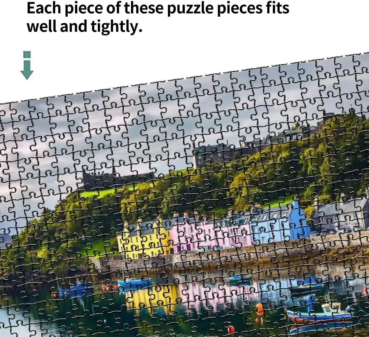 1000 Piece Coastal Landscape Puzzle Portree Isle Skye Scotland 20" x 30" Countdown Indoor Activities Difficult Jigsaw Puzzle Set for Adults, Children - Educational Toys Gift