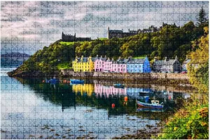 1000 Piece Coastal Landscape Puzzle Portree Isle Skye Scotland 20" x 30" Countdown Indoor Activities Difficult Jigsaw Puzzle Set for Adults, Children - Educational Toys Gift