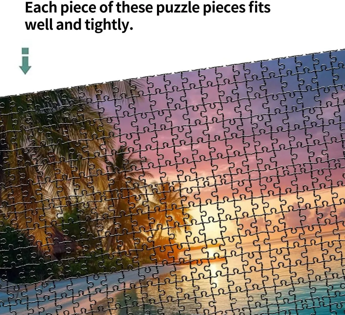1000 Piece Coastal Landscape Puzzle Sunrise Behind Tropical Island Maldives 20" x 30" Countdown Indoor Activities Difficult Jigsaw Puzzle Set for Adults, Children - Educational Toys Gift