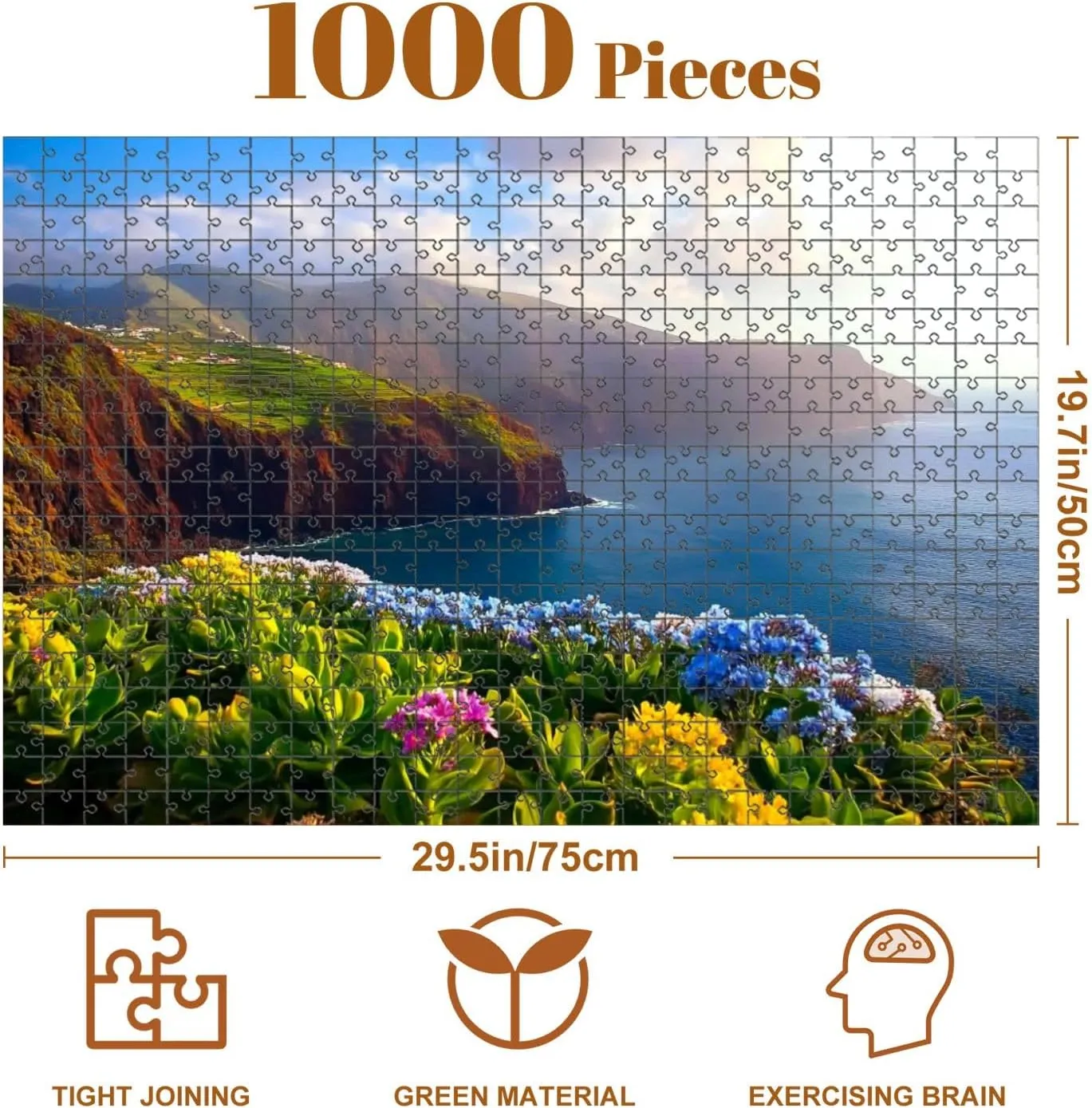 1000 Piece Puzzle Ponta de Sao Lourenco Peninsula Madeira Islands Portugal 20" x 30" Countdown Indoor Activities Difficult Jigsaw Puzzle Set for Adults, Children - Educational Toys Gift