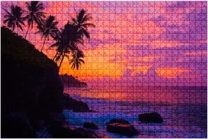 1000 Piece Puzzle Sunset Beach 20" x 30" Countdown Indoor Activities Difficult Jigsaw Puzzle Set for Adults, Children - Educational Toys Gift