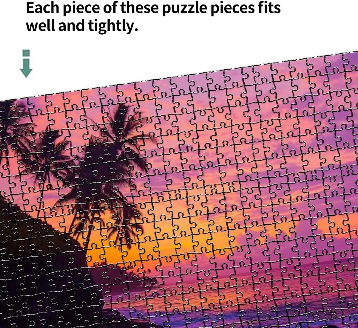 1000 Piece Puzzle Sunset Beach 20" x 30" Countdown Indoor Activities Difficult Jigsaw Puzzle Set for Adults, Children - Educational Toys Gift