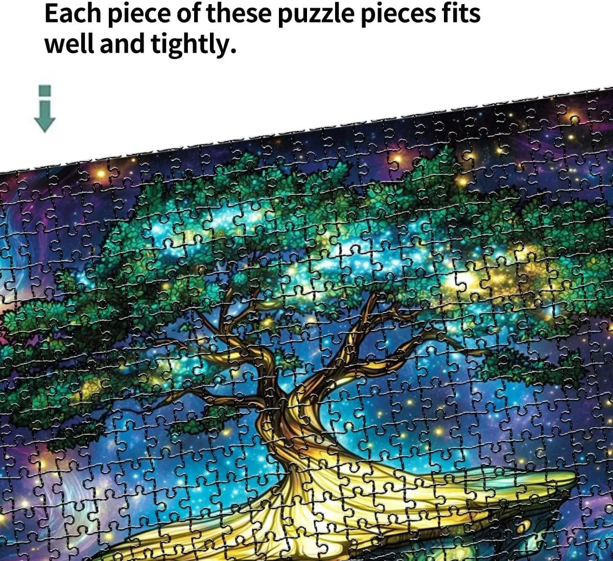 1000 Piece Puzzle Surreal Stained Glass Tree Floating Celestial Island 20" x 30" Countdown Indoor Activities Difficult Jigsaw Puzzle Set for Adults, Children - Educational Toys Gift