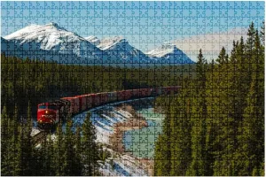1000 Piece Puzzle Train National Park Spring 20" x 30" Countdown Indoor Activities Difficult Jigsaw Puzzle Set for Adults, Children - Educational Toys Gift