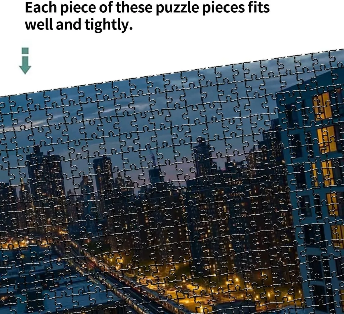 1000 Piece Puzzle Train Riding Between Buildings Long Island City Night Bridge seen 20" x 30" Countdown Indoor Activities Difficult Jigsaw Puzzle Set for Adults, Children - Educational Toys Gift