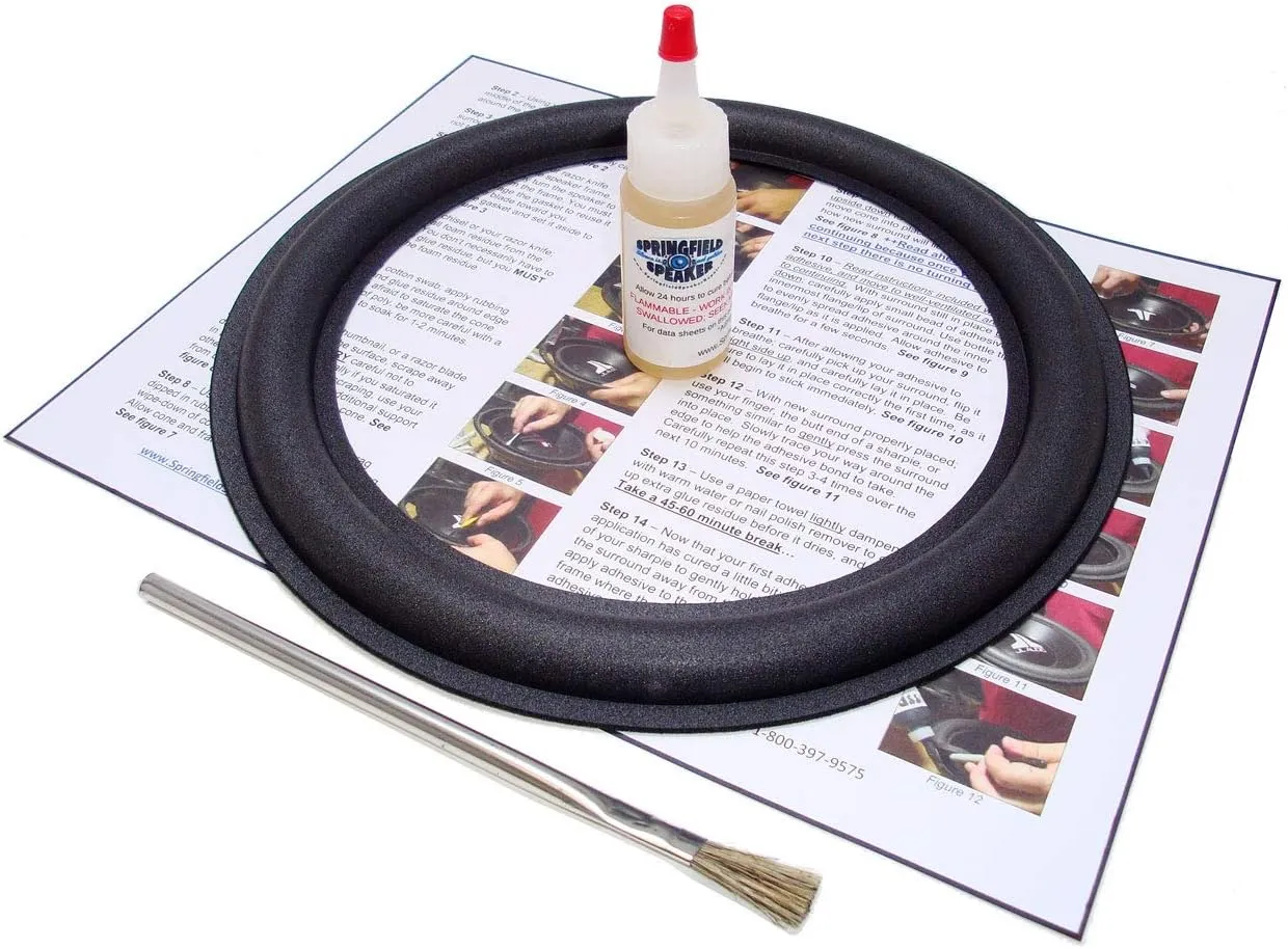 10" Subwoofer Foam Surround Edge Repair Kit - 1 Speaker Kit - Compatible with JL Audio 10W0, 10W3, 10W3v2, 10W4, 10W6, 10W8, 1010, 10-W