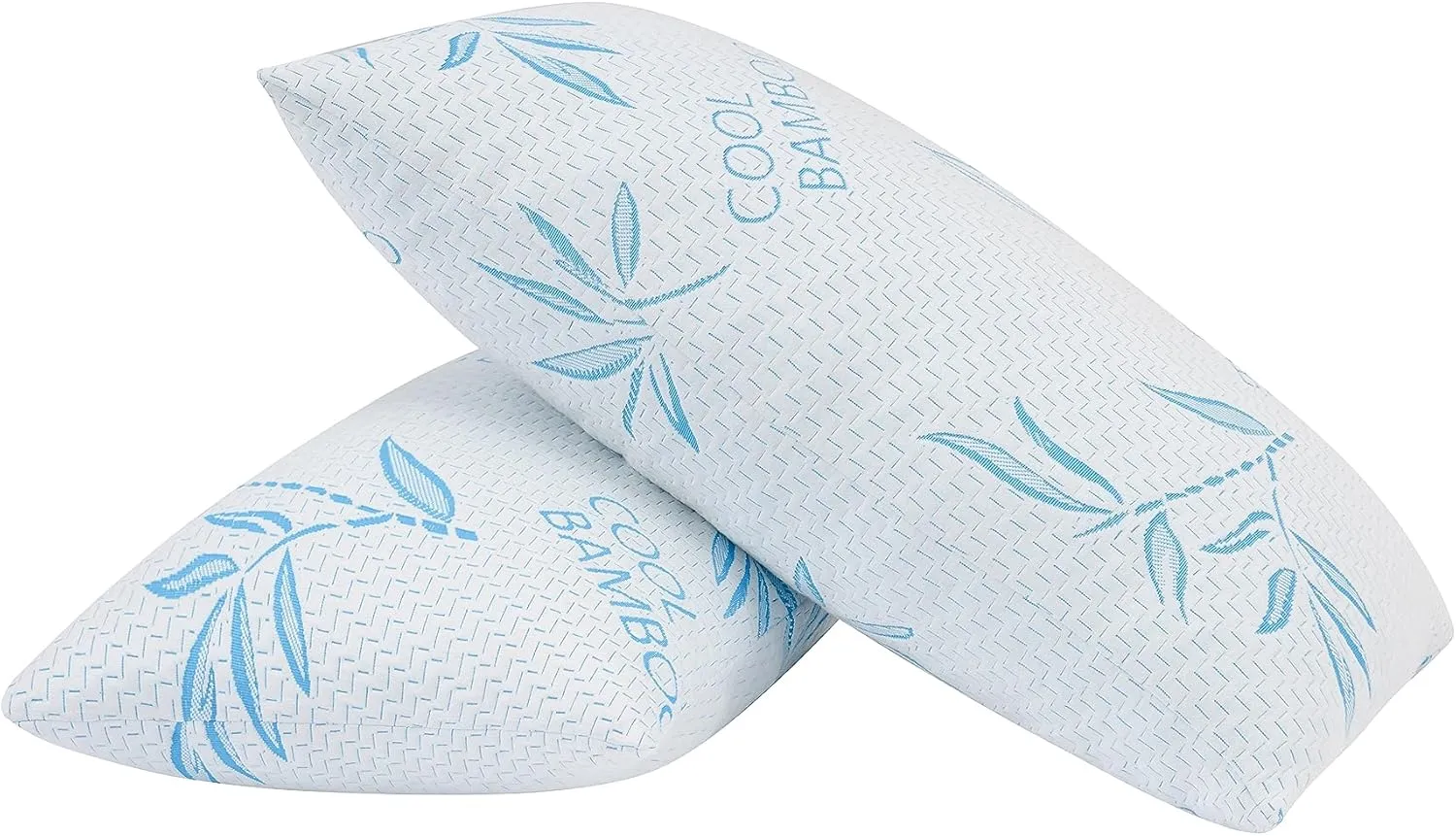 2 Pack Standard Size Rayon Derived from Bamboo Pillow for Sleeping, Cooling Shredded Memory Foam Adjustable Bed Pillow with Hypoallergenic, Removable/Washable Cover