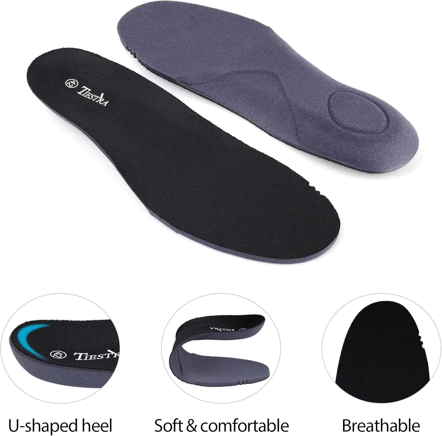 2 Pair-Insoles for Mens Memory Foam Shoe Inserts,Replacement Insoles for Work Boot Running Shoes-Shock Absorption and Cushion for Feet Relief,Comfort Inner Soles for Everyday Use Black 43EU/US10