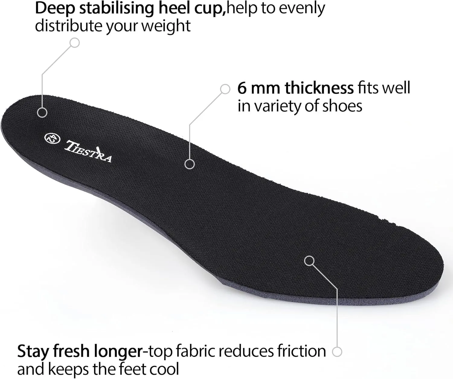 2 Pair-Insoles for Mens Memory Foam Shoe Inserts,Replacement Insoles for Work Boot Running Shoes-Shock Absorption and Cushion for Feet Relief,Comfort Inner Soles for Everyday Use Black 43EU/US10