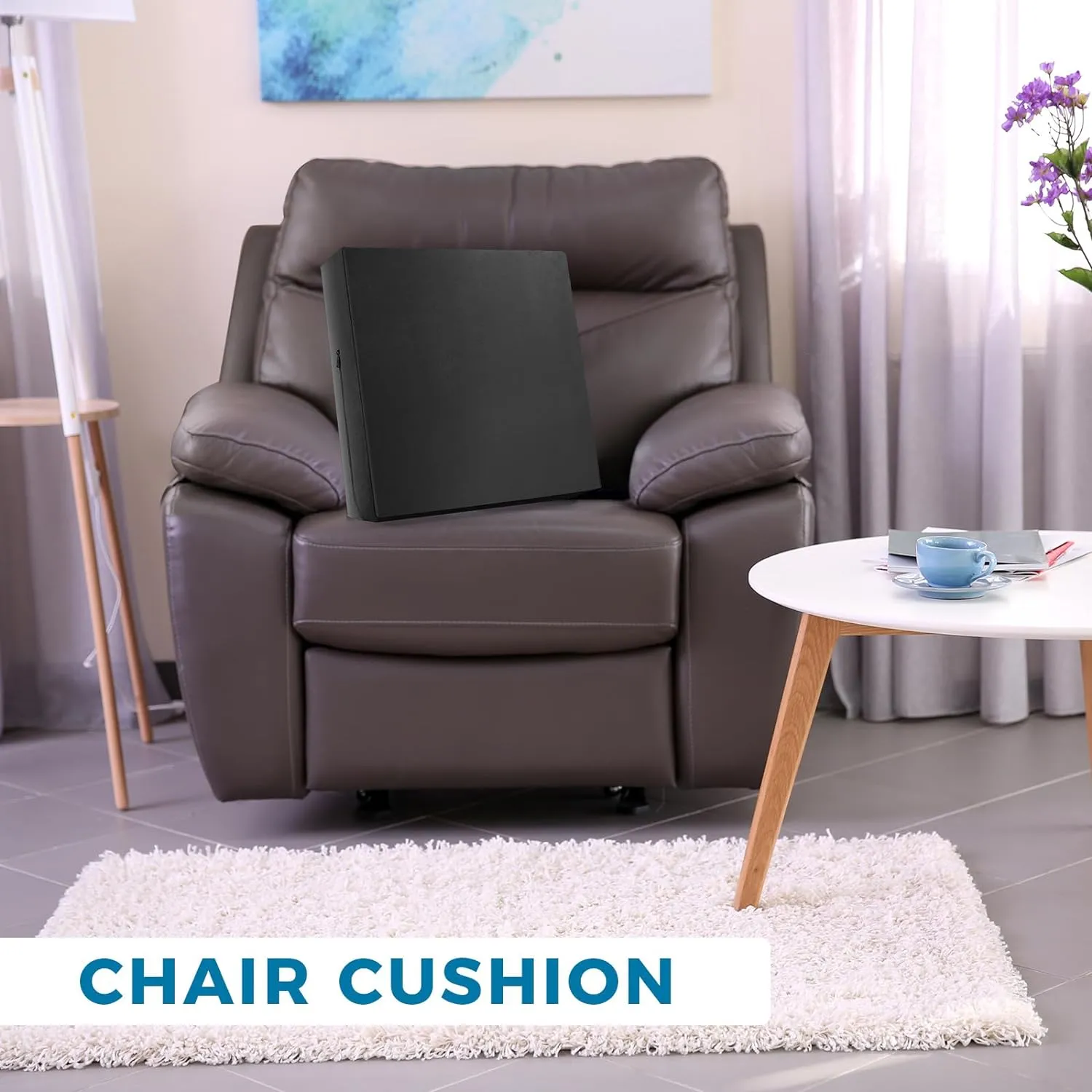 20 x 20 x 5 Inch Recliner Cushions for Elderly, Thicken Memory Foam Seat Cushion, Square Chair Cushions Non Slip Pads for Recliners, Armchairs, Relief and Comfort(Black)