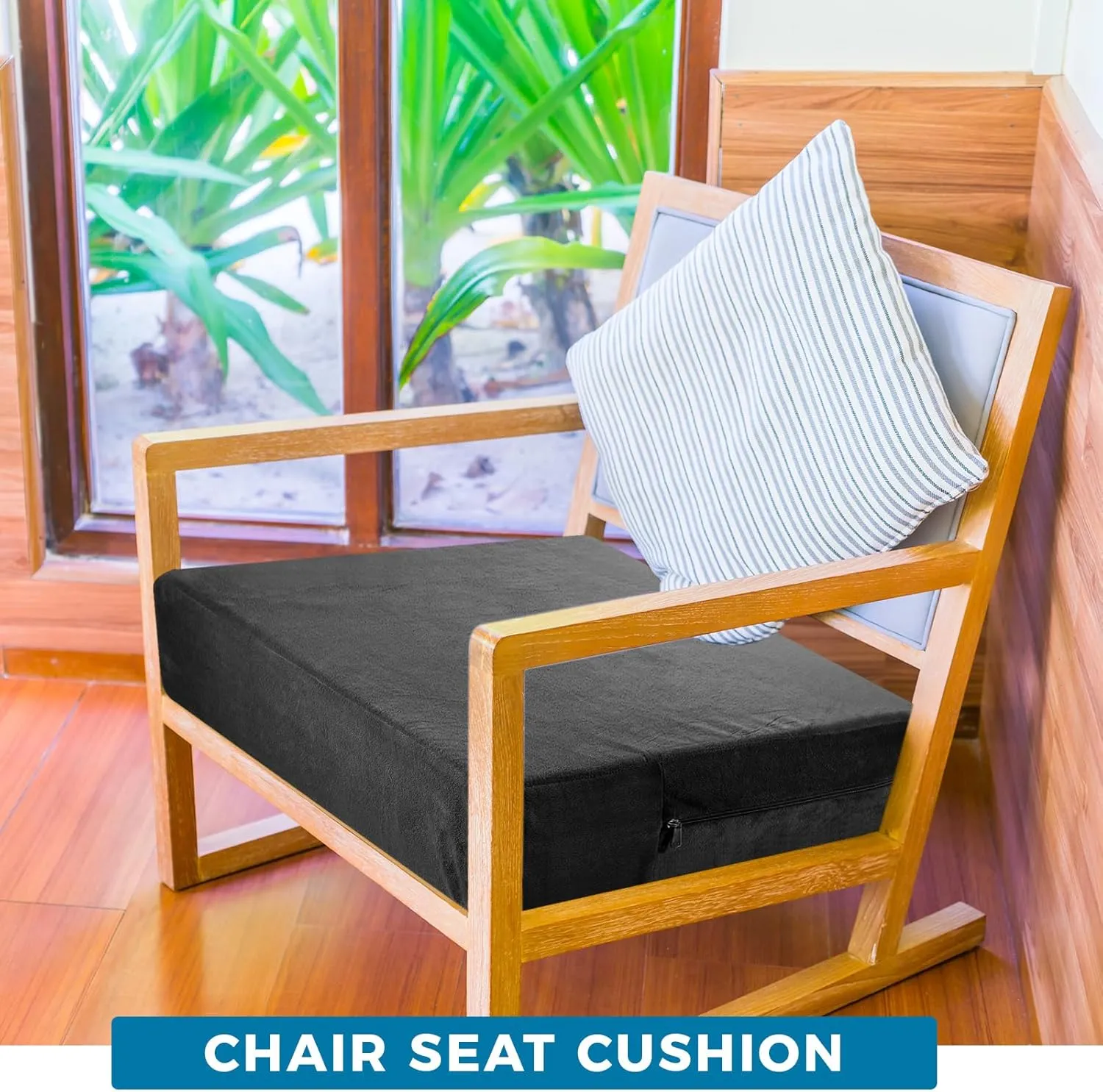 20 x 20 x 5 Inch Recliner Cushions for Elderly, Thicken Memory Foam Seat Cushion, Square Chair Cushions Non Slip Pads for Recliners, Armchairs, Relief and Comfort(Black)