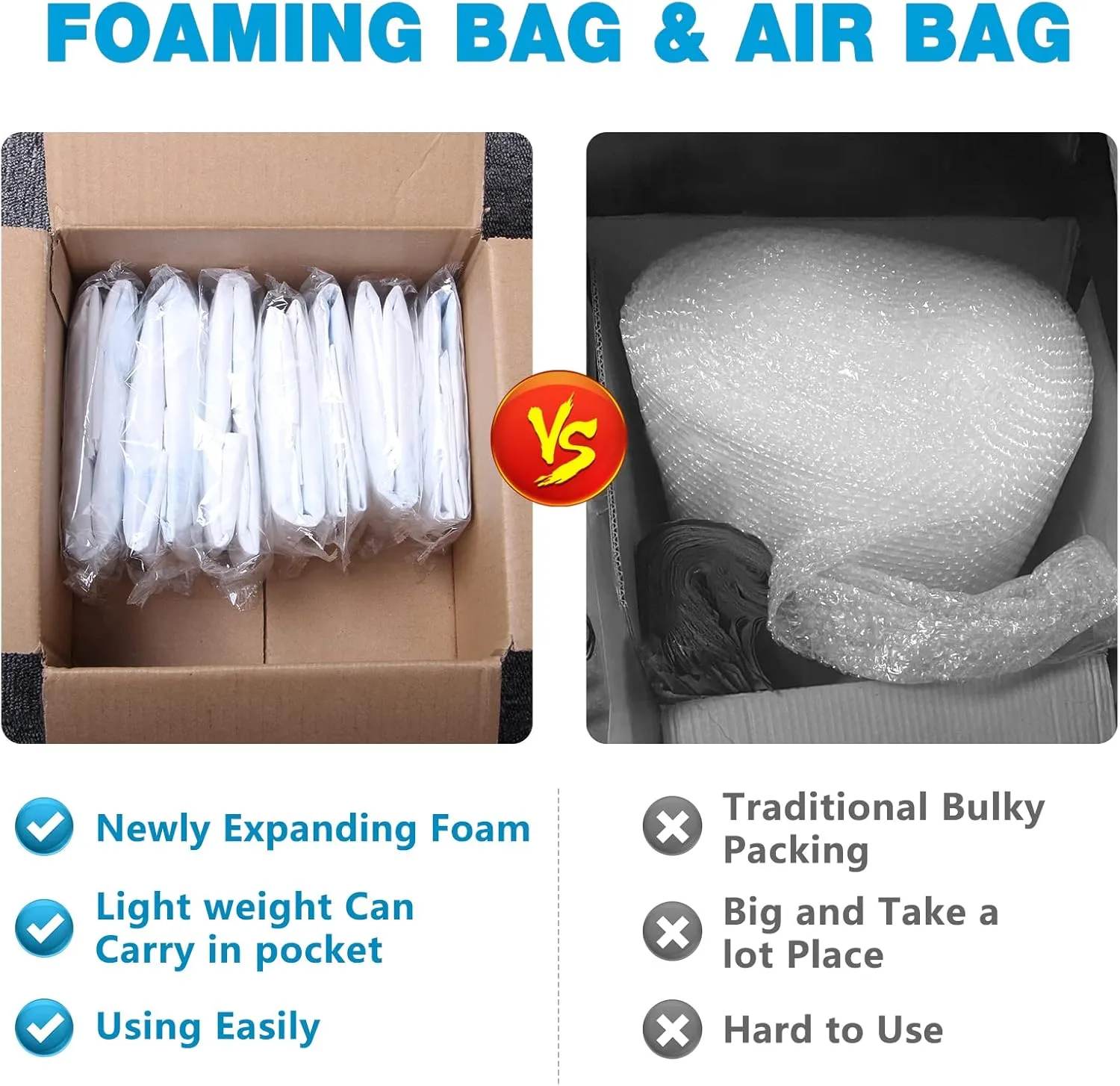 20” x 24” 2 PCS TONESPAC Instant Pack Quick Expanding Foam X-800 Packaging Bag for Packaging and Shipping