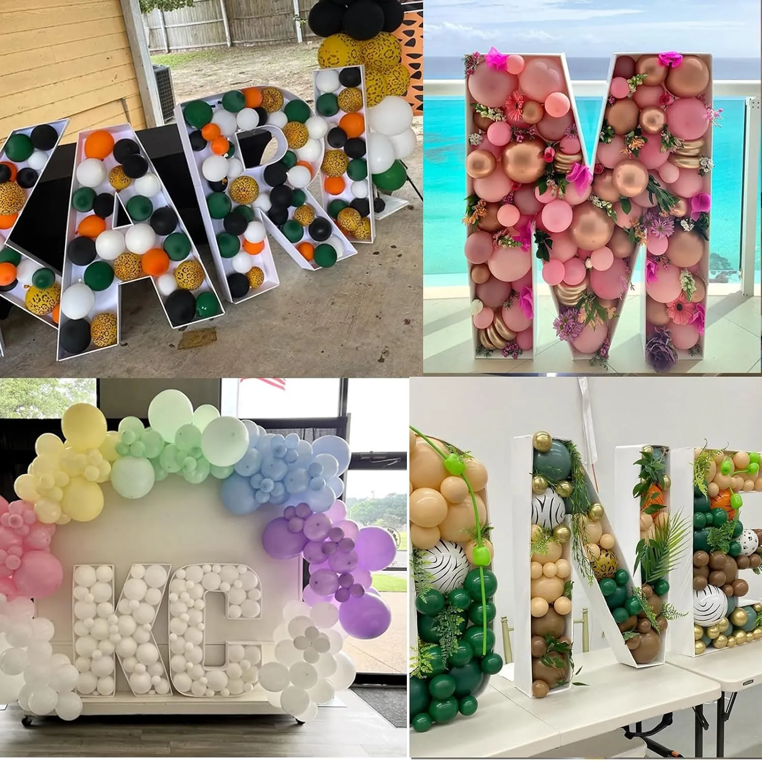 2FT Letter D Mosaic Balloon Frame Letter DIY Fillable Letters Kit for Birthday Party Wedding Backdrop Decor