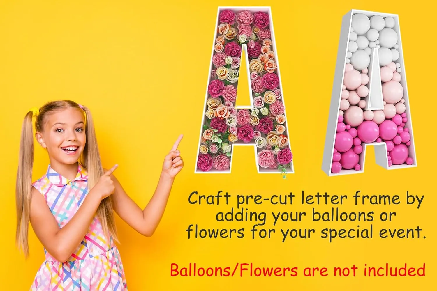 2FT Letter D Mosaic Balloon Frame Letter DIY Fillable Letters Kit for Birthday Party Wedding Backdrop Decor