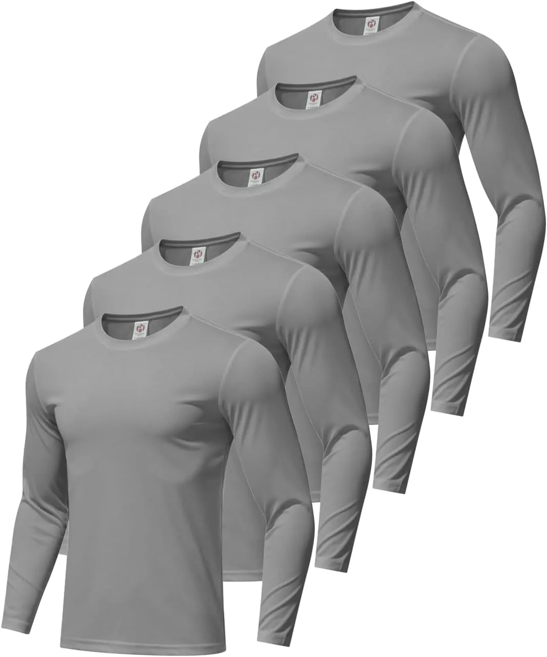 5 Pack Men's Long Sleeve Shirts Sun Protection Shirts Lightweight UPF 50  Rash Guard for Running Workout Fishing