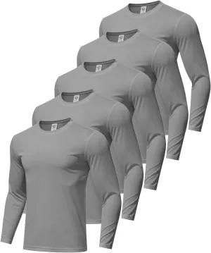 5 Pack Men's Long Sleeve Shirts Sun Protection Shirts Lightweight UPF 50  Rash Guard for Running Workout Fishing
