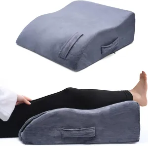 8" Leg Pillow, Leg Elevating Pillow for Sleeping, Swelling, Pain Relief and Post-Surgery Recovery – Memory Foam Wedge Pillow for Legs, Knee, and Back – Leg Elevation Pillow for Legs Syndrome Relief