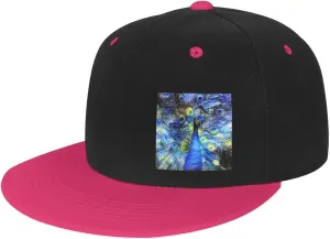 Abstract Starry Night Peacock Snapback Hats for Men Women Hat Baseball Cap Flat Bill Visor White Hat