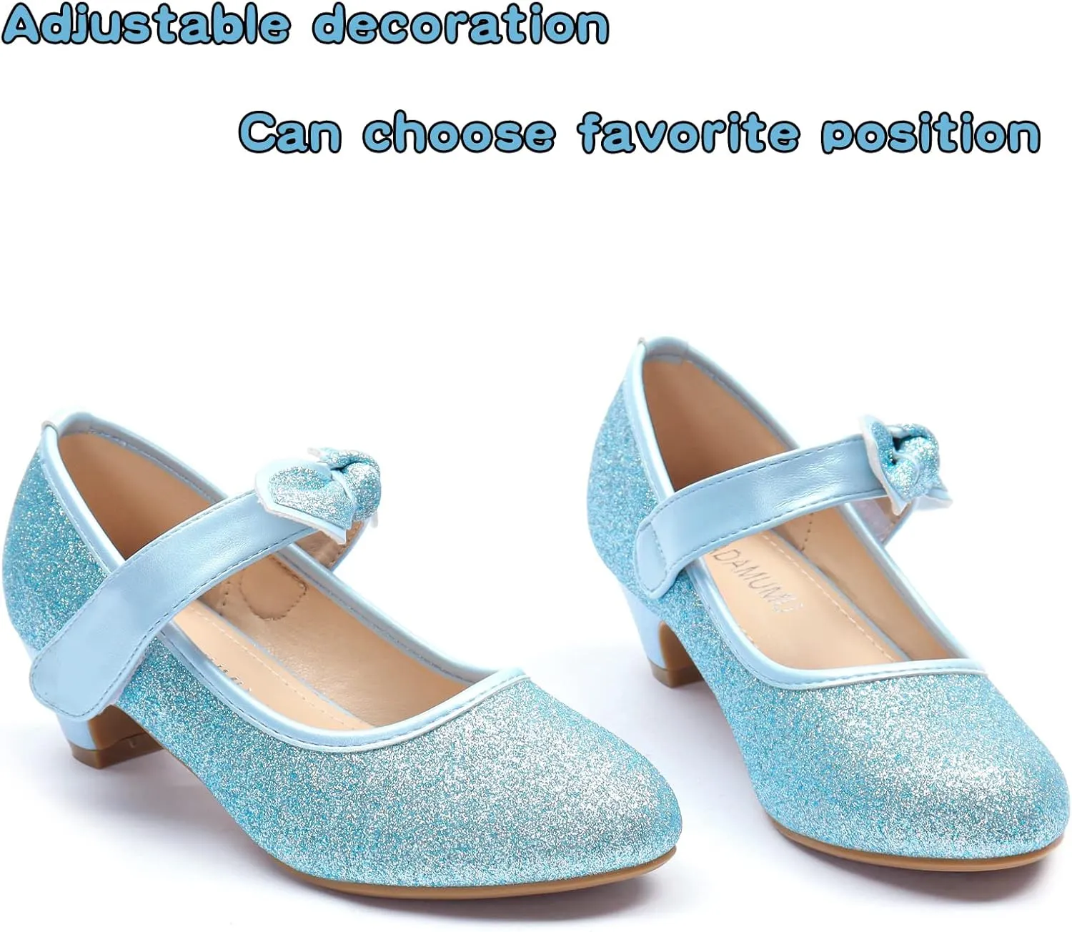 ADAMUMU Little Girls Princess Shoes Glittler Dress Shoes for Gilrs Toddler Girl Heels for Christmas Parties and Holiday Celebrations