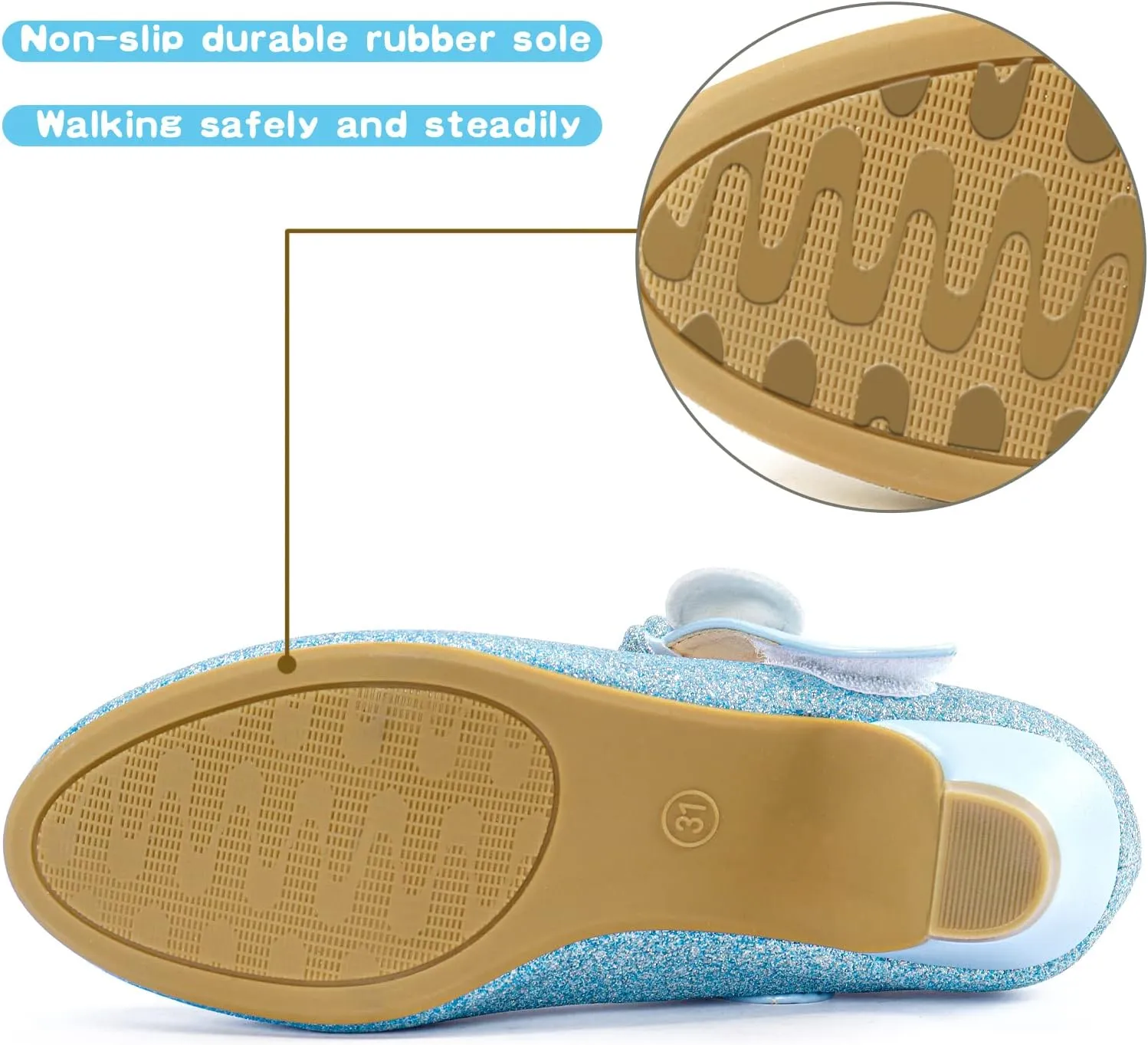 ADAMUMU Little Girls Princess Shoes Glittler Dress Shoes for Gilrs Toddler Girl Heels for Christmas Parties and Holiday Celebrations