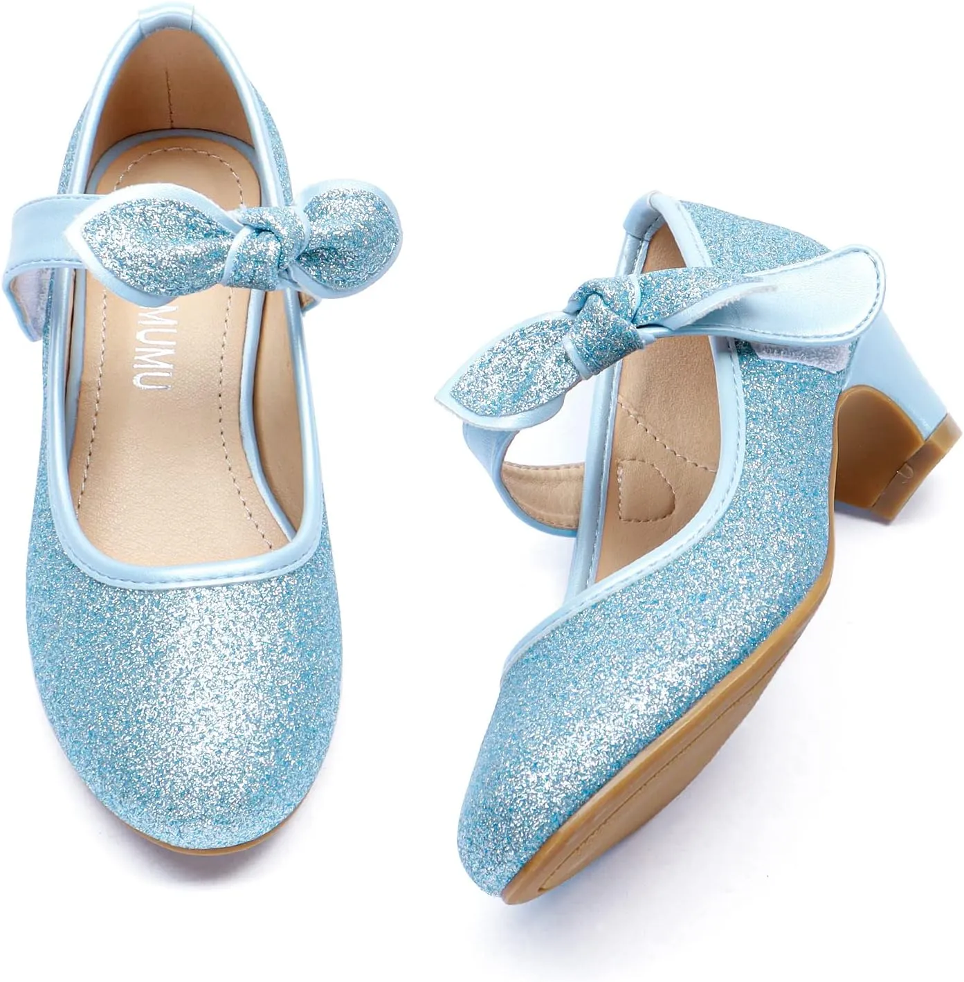 ADAMUMU Little Girls Princess Shoes Glittler Dress Shoes for Gilrs Toddler Girl Heels for Christmas Parties and Holiday Celebrations