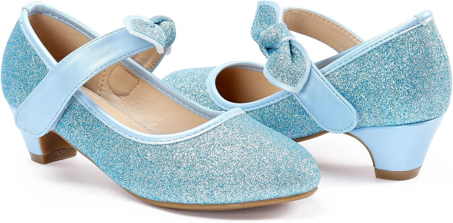 ADAMUMU Little Girls Princess Shoes Glittler Dress Shoes for Gilrs Toddler Girl Heels for Christmas Parties and Holiday Celebrations