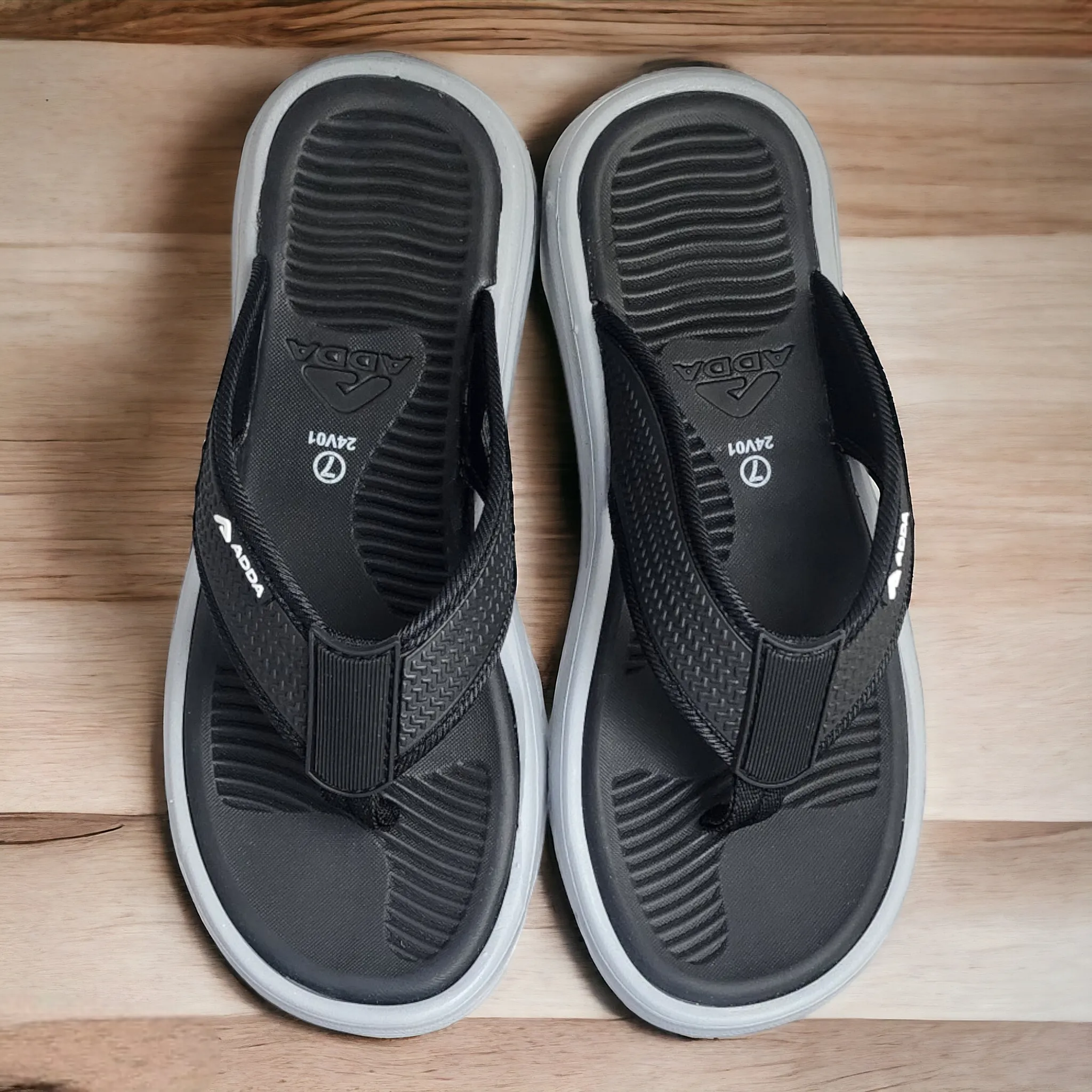 ADDA TIME01 BLACK/GREY Men's Slipper/Chapple/Flip flop