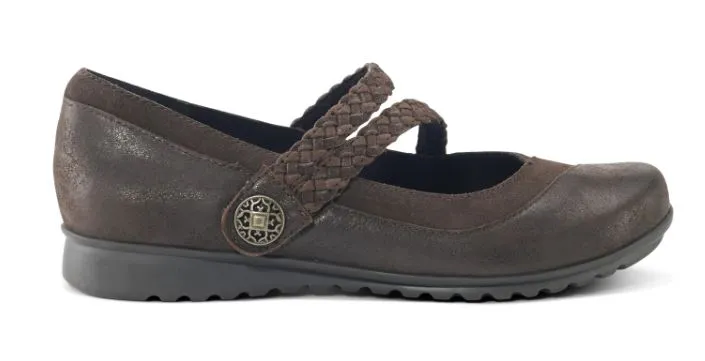 Aetrex Chocolate Ada Braided Mary Jane Womens Shoes EF454