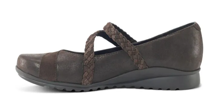 Aetrex Chocolate Ada Braided Mary Jane Womens Shoes EF454