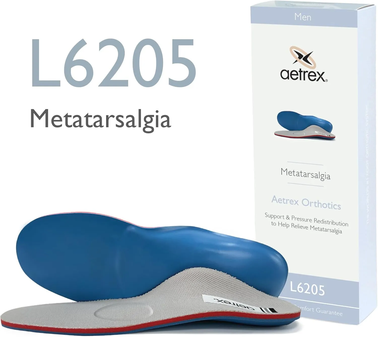 Aetrex Men's Orthotics for Metatarsalgia Memory Foam Shoe Inserts Men - Arch Support Plantar Fasciitis Insoles Men