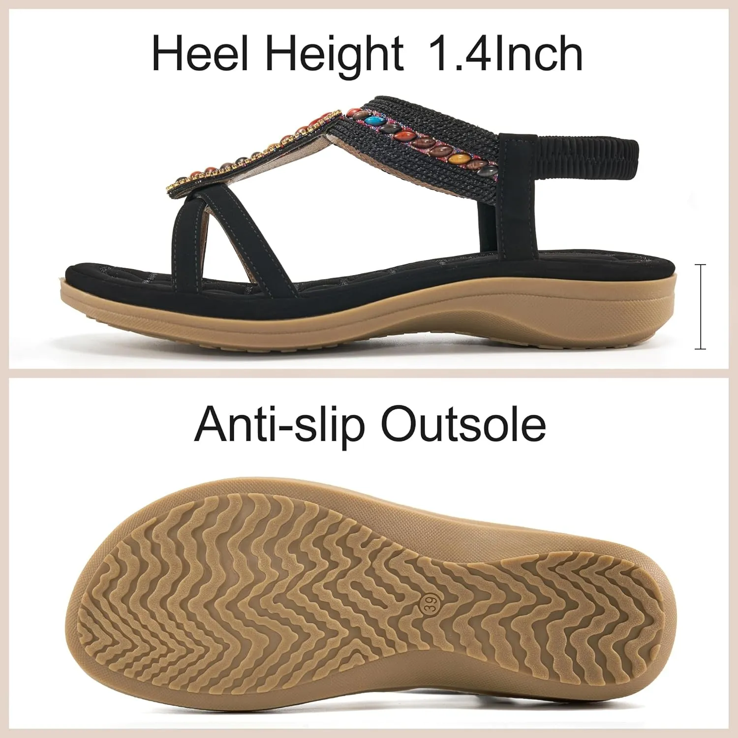 Alicegana Womens Sandals Orthopedic Shoes: Comfortable Arch Support Dressy Bohemian Flats 2025 for Walking Beach Vacation