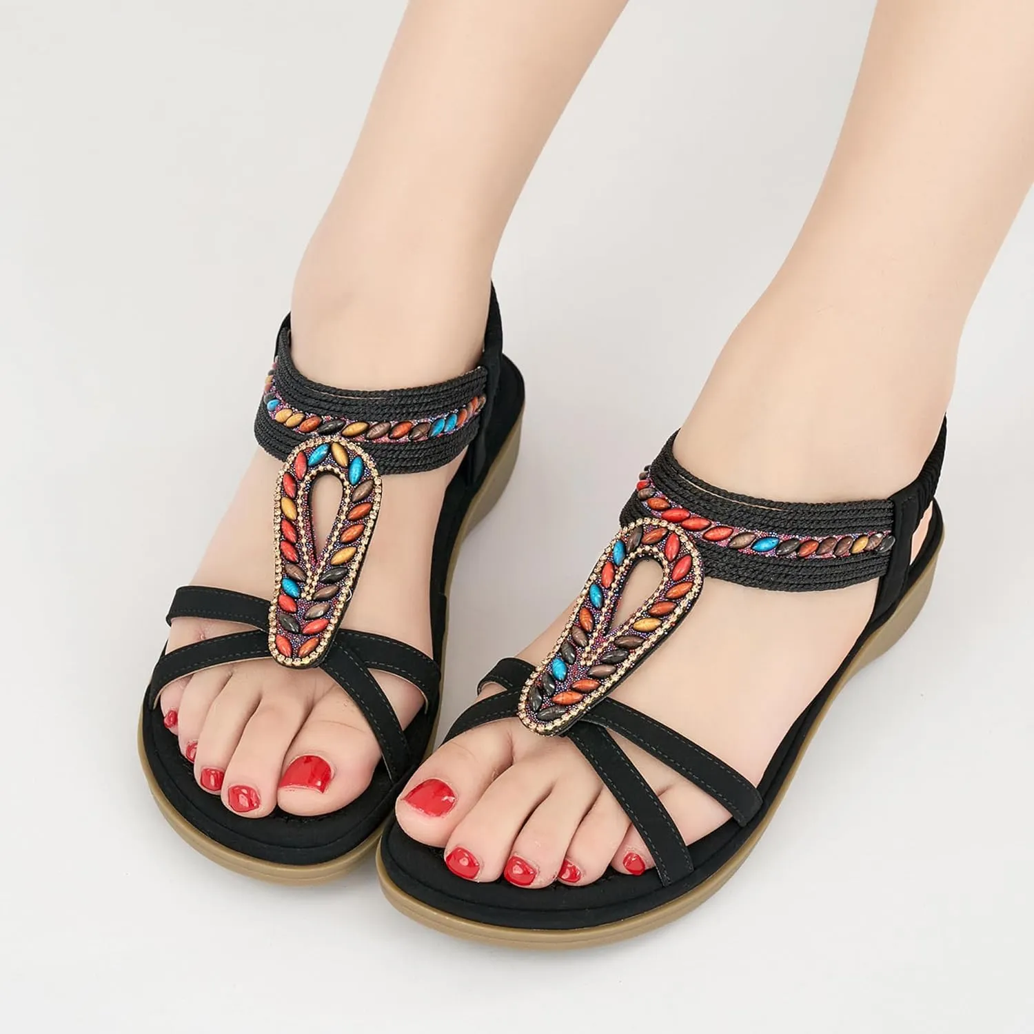 Alicegana Womens Sandals Orthopedic Shoes: Comfortable Arch Support Dressy Bohemian Flats 2025 for Walking Beach Vacation