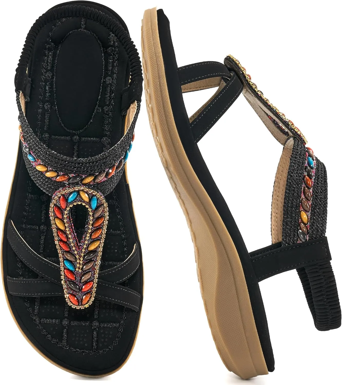 Alicegana Womens Sandals Orthopedic Shoes: Comfortable Arch Support Dressy Bohemian Flats 2025 for Walking Beach Vacation
