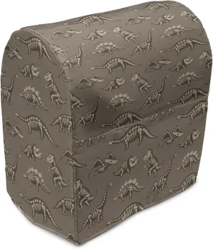 Ambesonne Skeleton Stand Mixer Cover, Sketchy Doodle of Various Breeds Fossil Dinosaurs Extinct Animal, Kitchen Appliance Organizer Bag Cover with a Pocket, 6-8 Quarts, Cocoa Pale Sepia