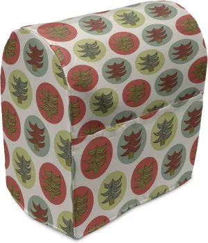 Ambesonne Tree Stand Mixer Cover, Abstract Spruces Fir Pine Trees on Pastel Color Spots Christmas Theme Cartoon Forest, Kitchen Appliance Organizer Bag Cover with a Pocket, 6-8 Quarts, Multicolor