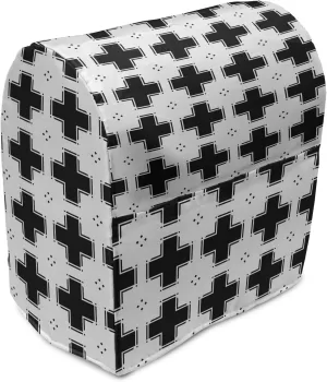 Ambesonne Trellis Stand Mixer Cover, Symmetrical Pattern of Dark Plus Shapes and White Squares Repetition, Kitchen Appliance Organizer Bag Cover with a Pocket, 6-8 Quarts, Charcoal Grey and White