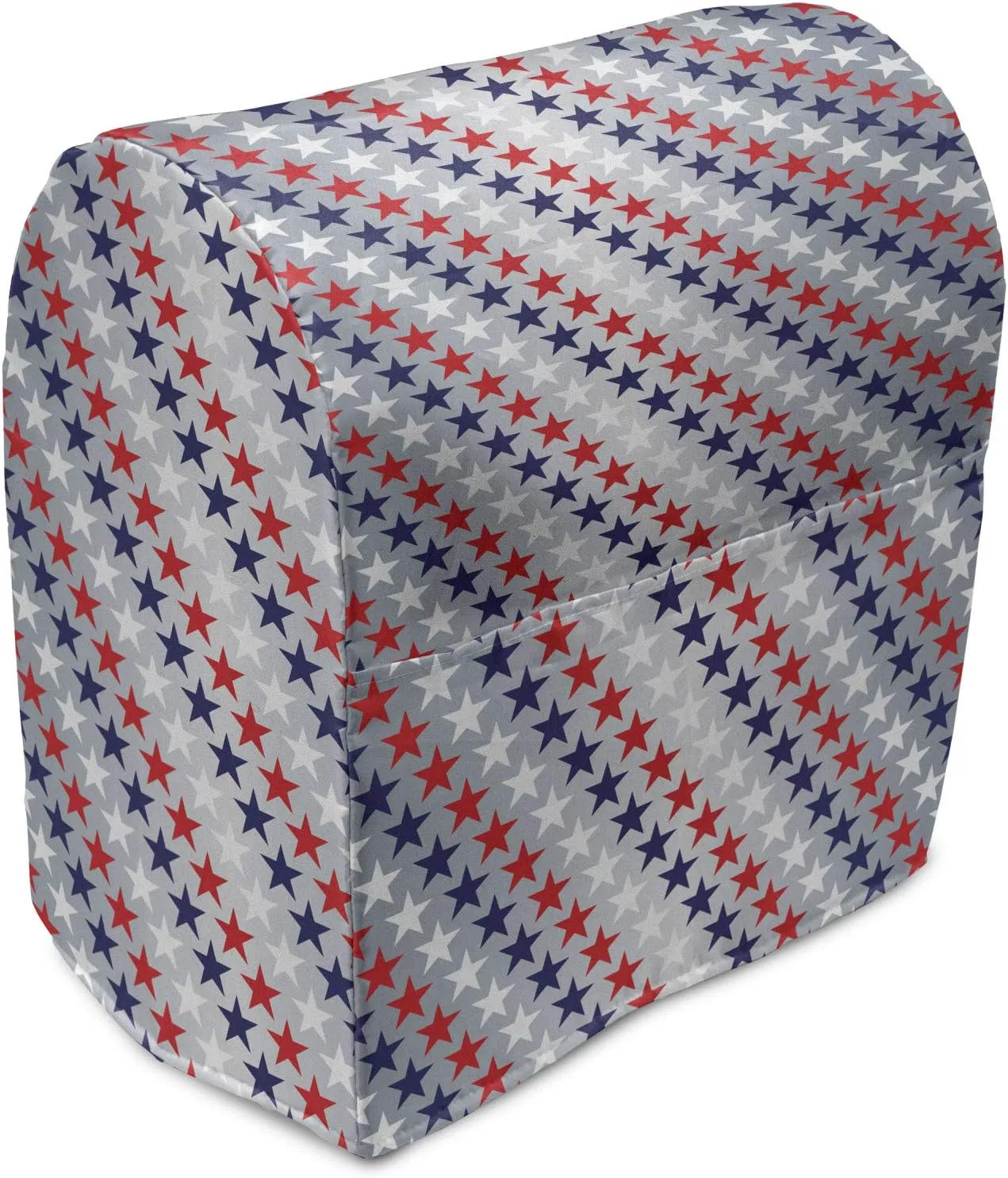 Ambesonne USA Stand Mixer Cover, July Fourth Stars Citizen National Day Patriotic Western Salute to the Union, Kitchen Appliance Organizer Bag Cover with a Pocket, 6-8 Quarts, Grey Indigo Red