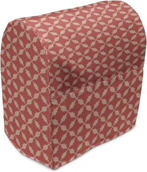 Ambesonne Vintage Stand Mixer Cover, Tender Tracery of Oriental Inspired Ornament Repetition in Pastel Tone, Kitchen Appliance Organizer Bag Cover with a Pocket, 6-8 Quarts, Dark Salmon Blush