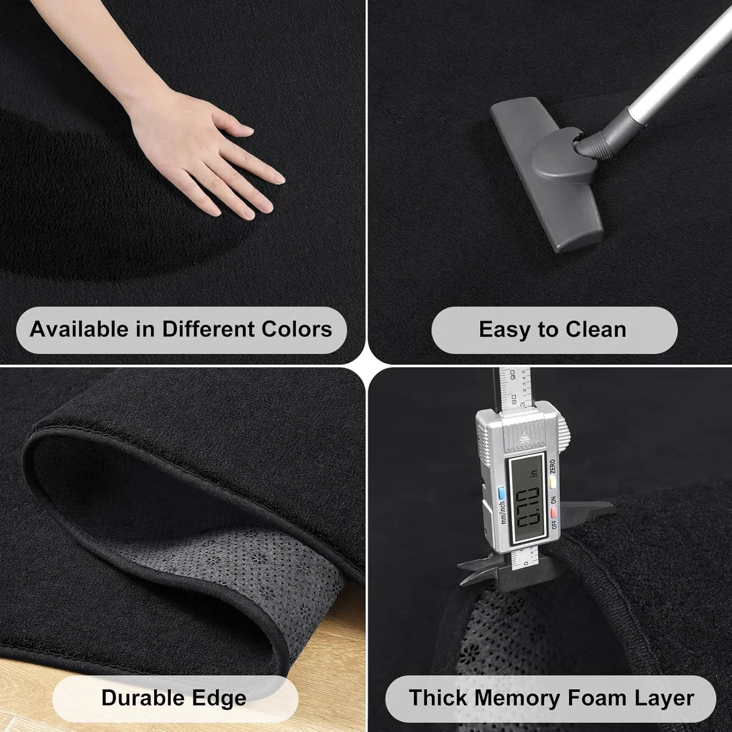 Amearea Modern Soft Hallway Runner Rug, 2x6 Feet Washable Runner Rugs for Hallway, Black Fluffy Rug Bedroom Bedside Rugs, Non Slip Memory Foam Rug Carpet for Entrance Kitchen Living Room Decor
