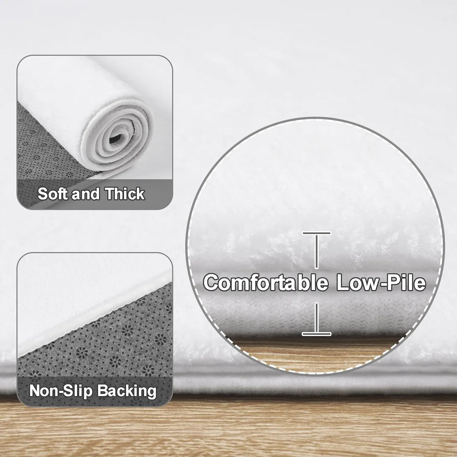 Amearea Modern Soft Hallway Runner Rug, 2x6 Feet Washable Runner Rugs for Hallway, White Fluffy Rug Bedroom Bedside Rugs, Non Slip Memory Foam Rug Carpet for Entrance Kitchen Living Room Decor