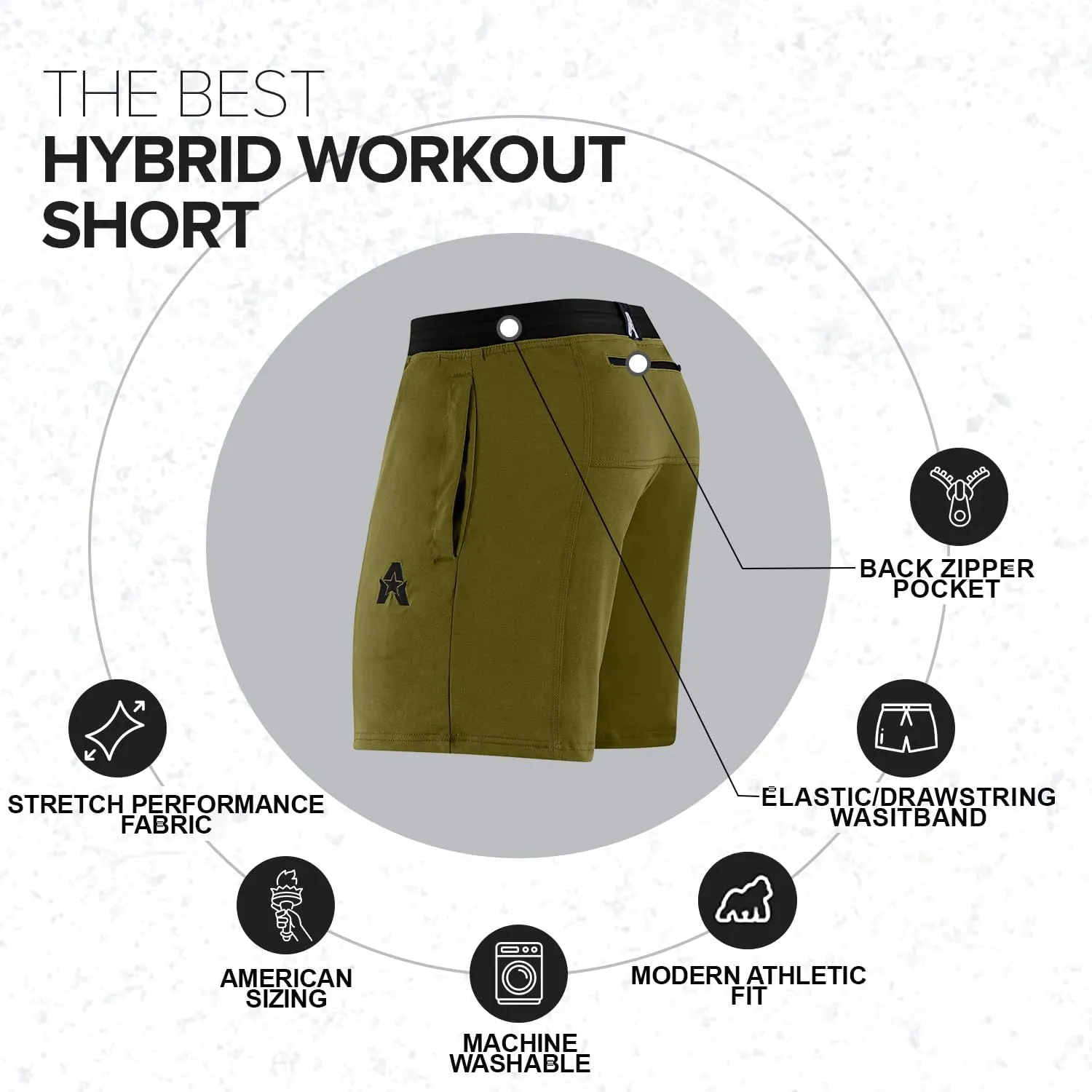 Anthem Athletics Evolflex Workout Shorts for Men 5" 7" 9" Inch Inseam Options Men's Athletic Gym Fitness & Running Short