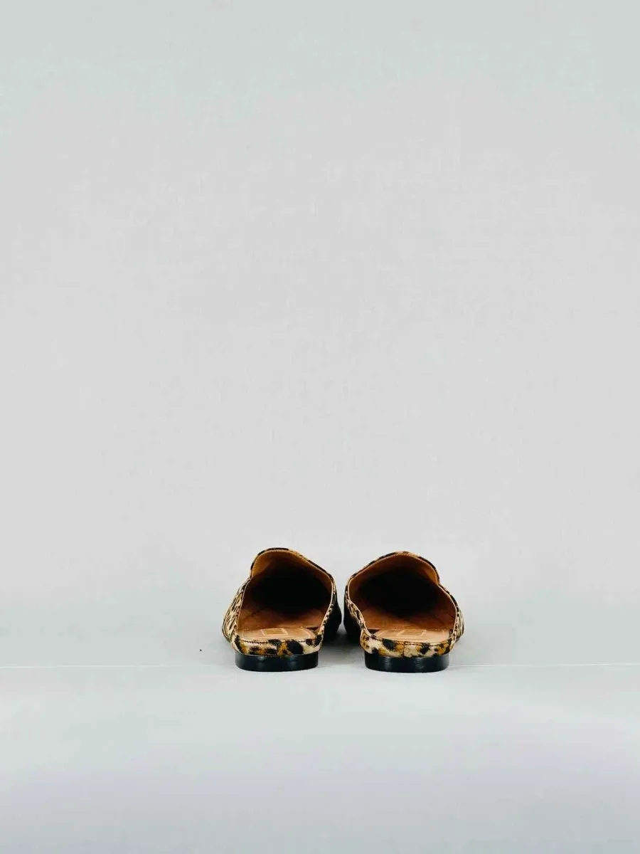 AQUAZZURA Brown & Beige Leopard Print Flat Shoes 39.5