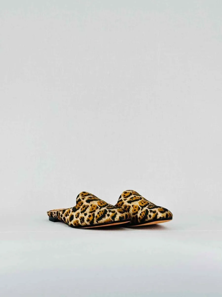 AQUAZZURA Brown & Beige Leopard Print Flat Shoes 39.5